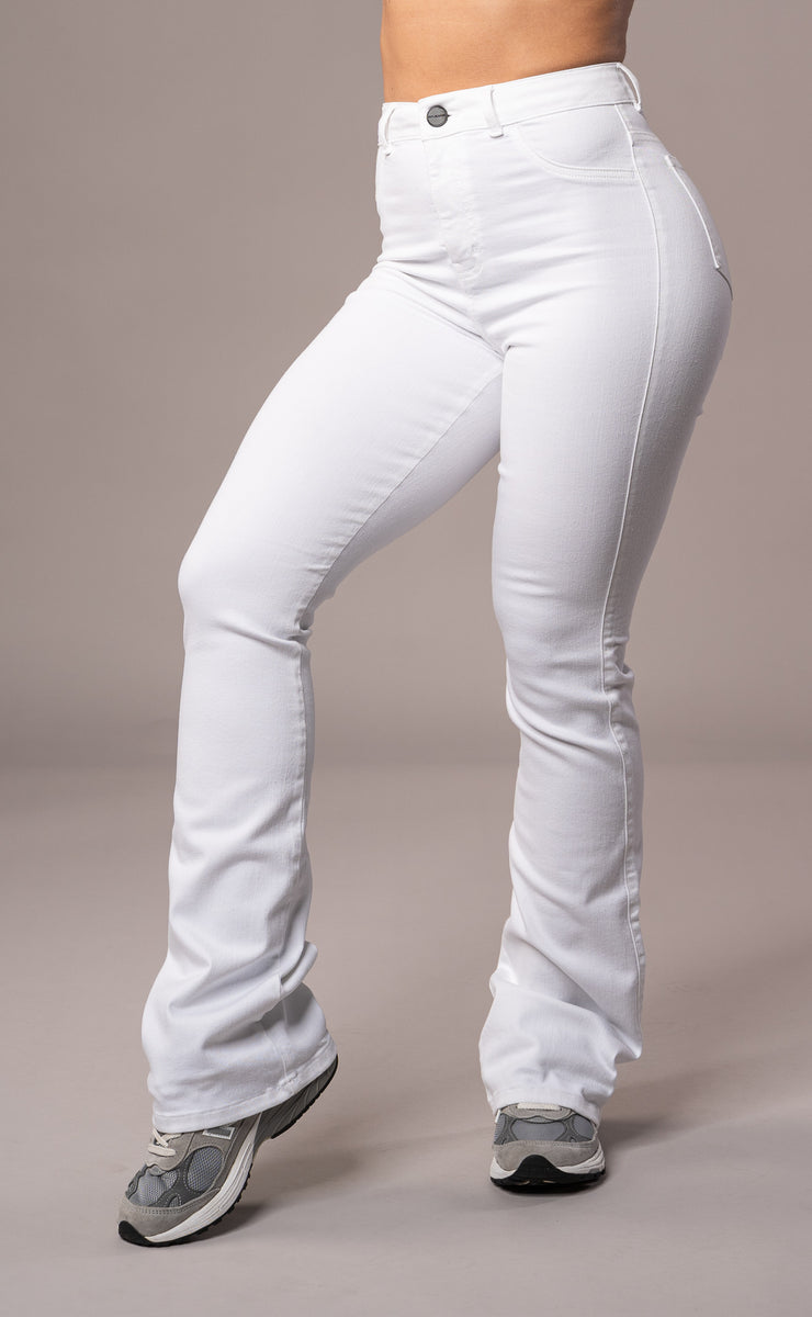 Womens Pastel Flared Fitjeans -White – FITJEANS