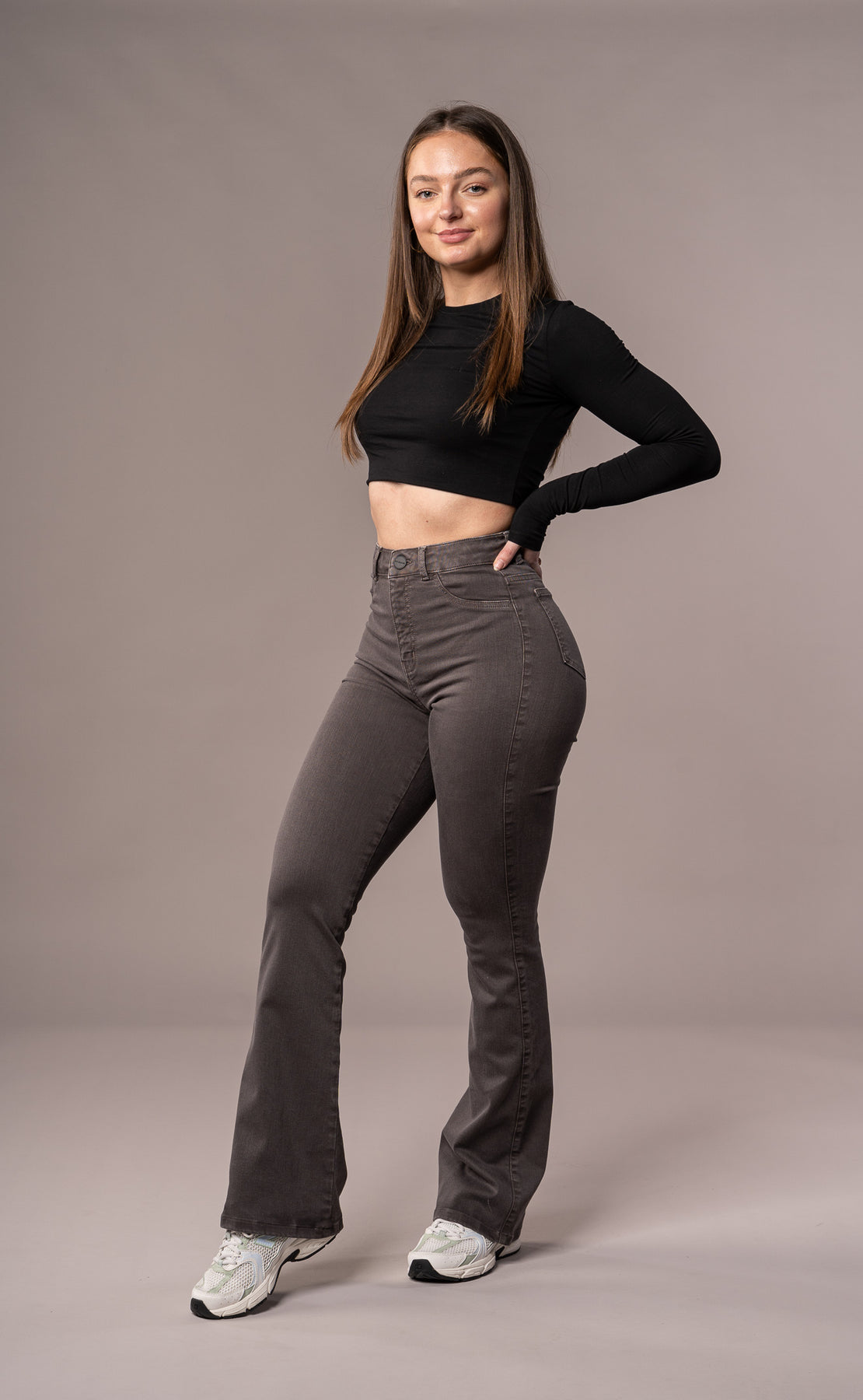 Womens Pastel Flared Fitjeans - Charcoal – FITJEANS