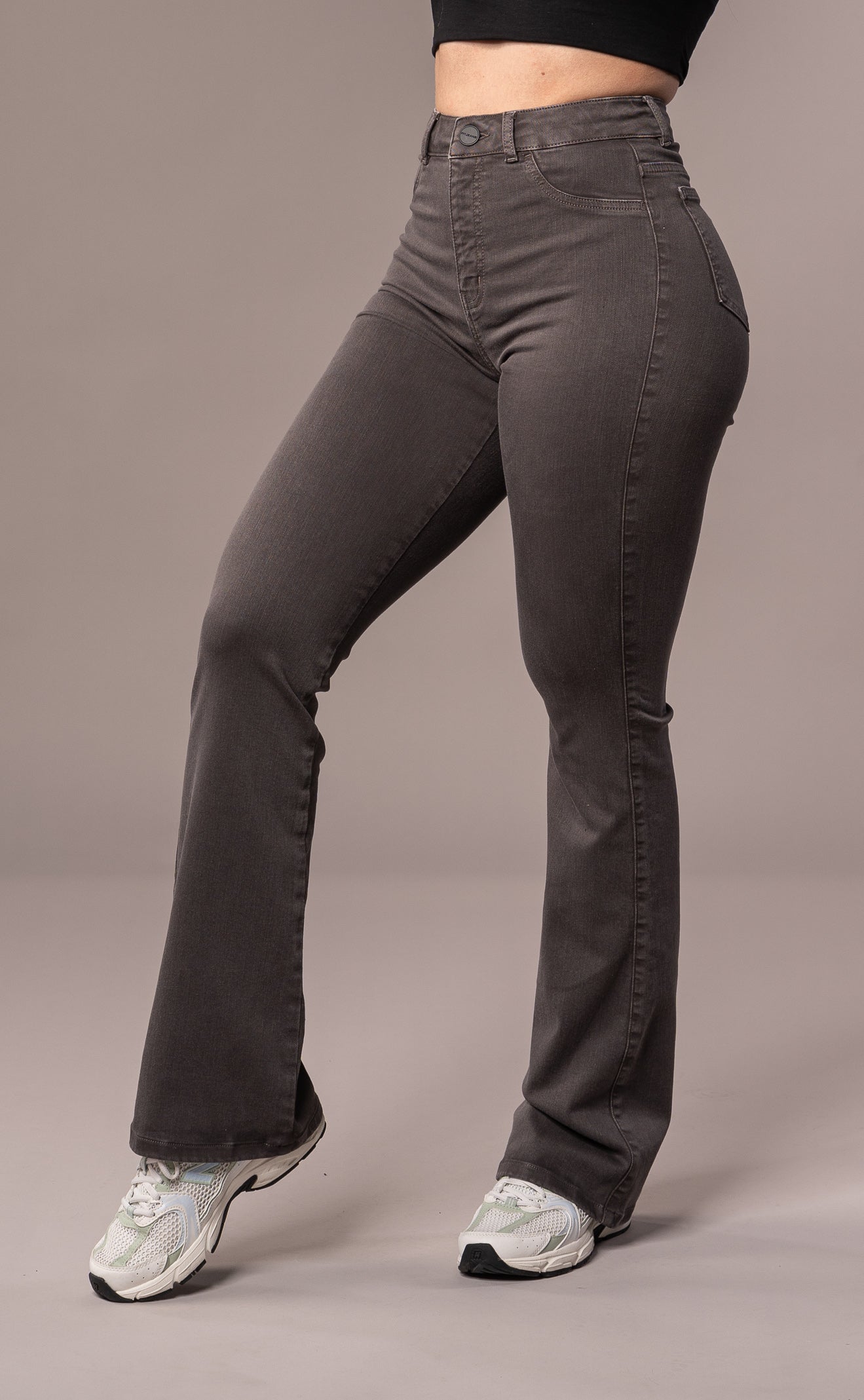 Womens Pastel Flared Fitjeans - Charcoal Pastel Flared FITJEANS   