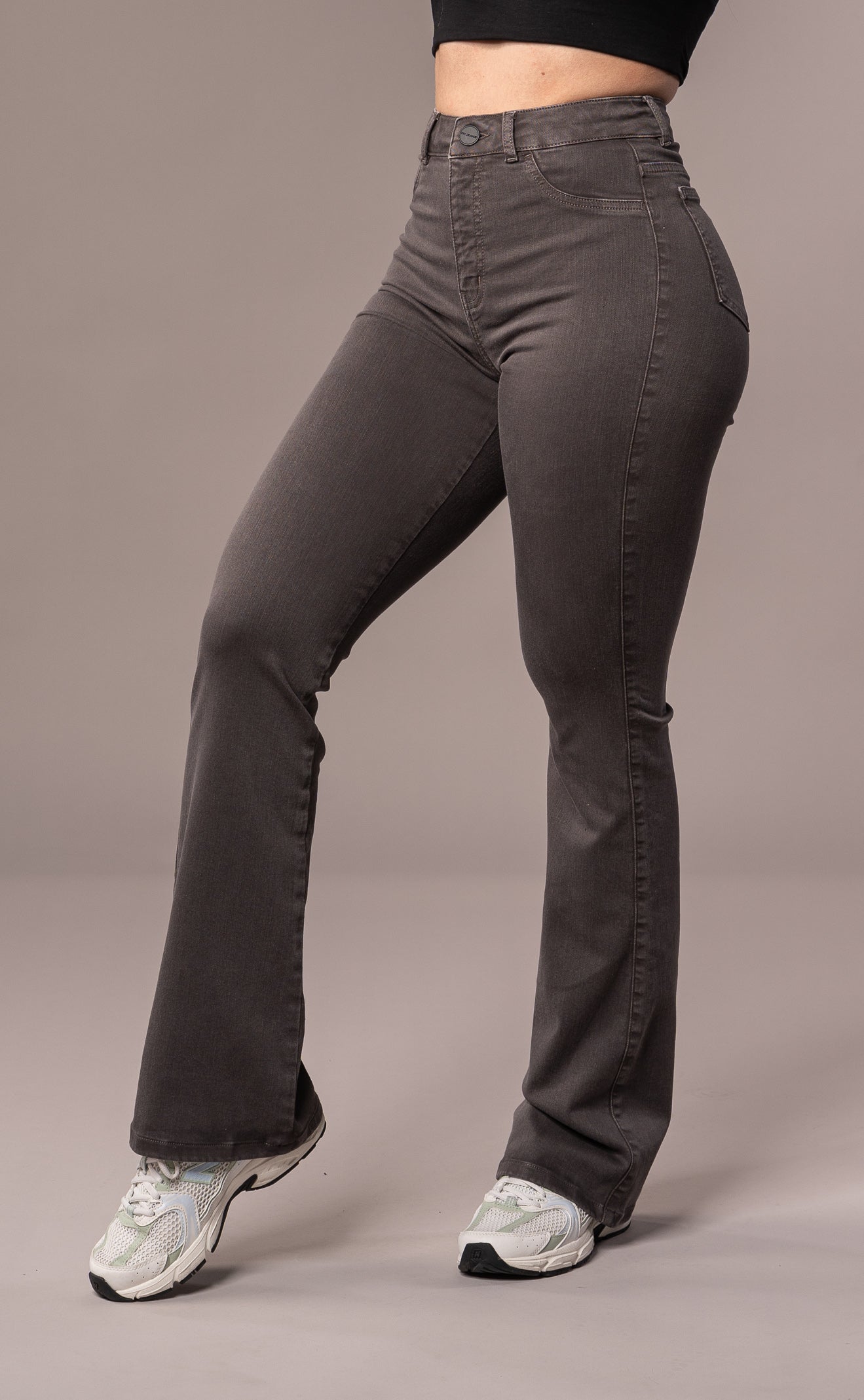 Womens Pastel Flared Fitjeans - Charcoal Pastel Flared FITJEANS