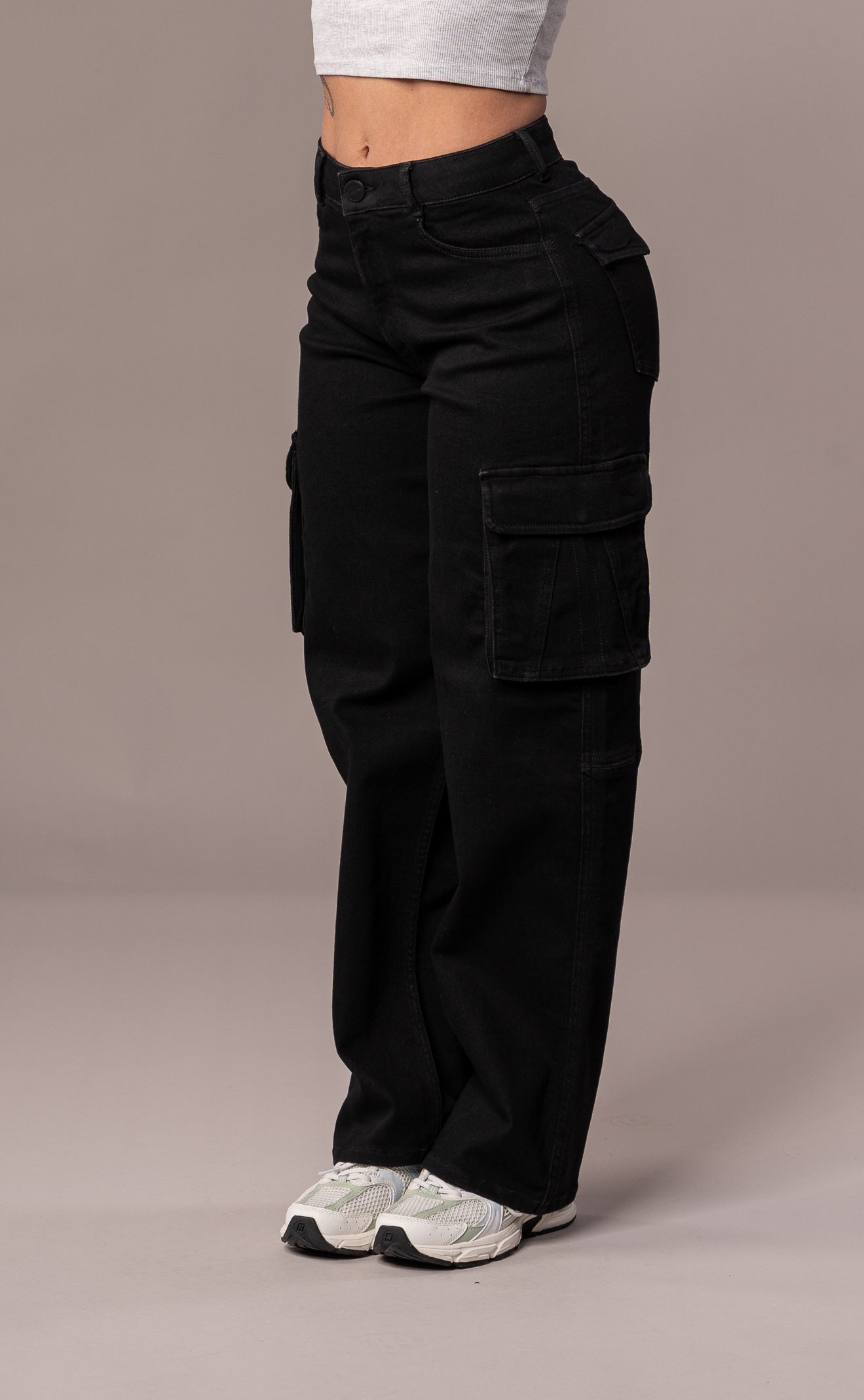 Womens Cargo Fitjeans - Black Cargo FITJEANS   