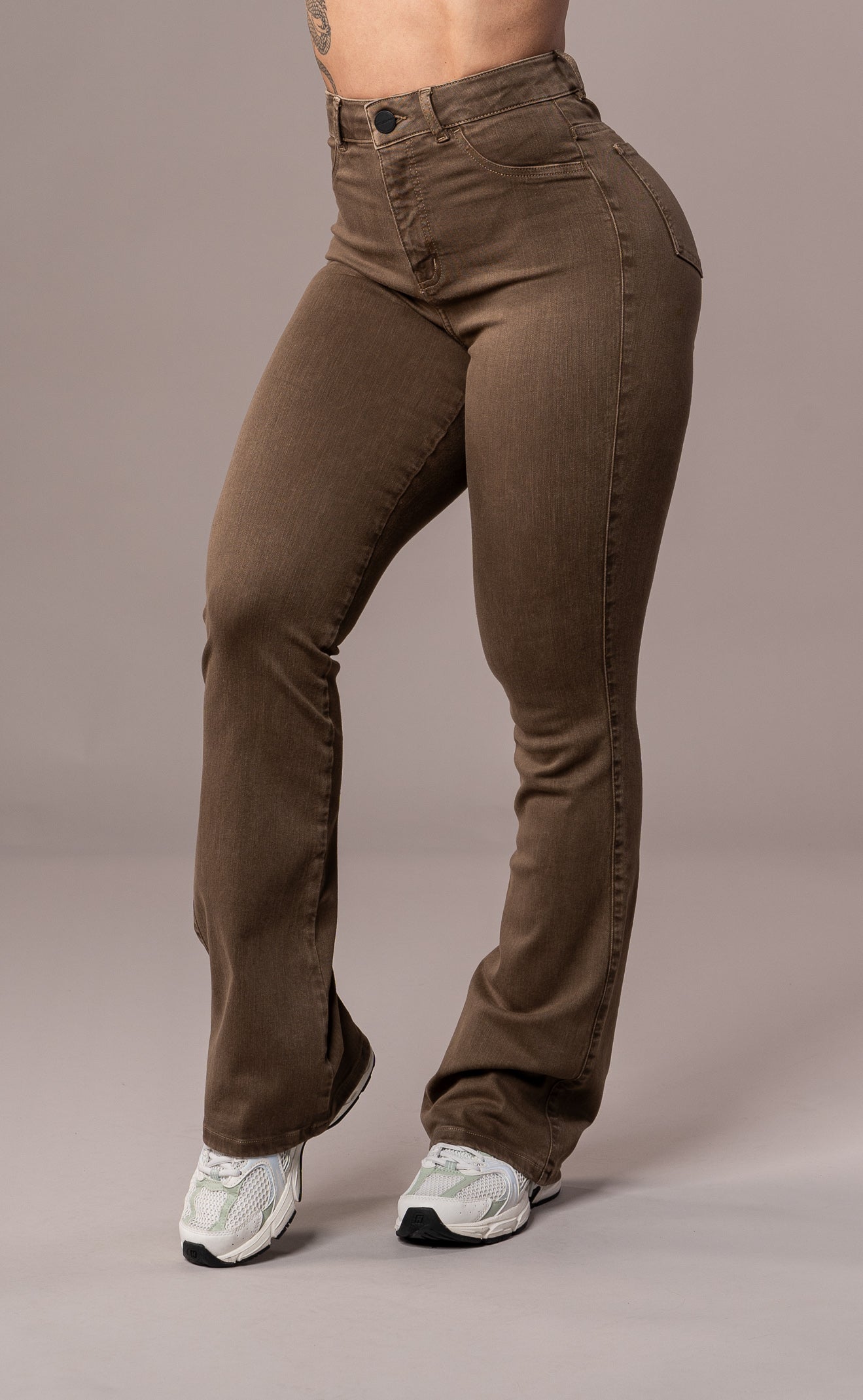 Womens Pastel Flared Fitjeans - Brown Pastel Flared FITJEANS