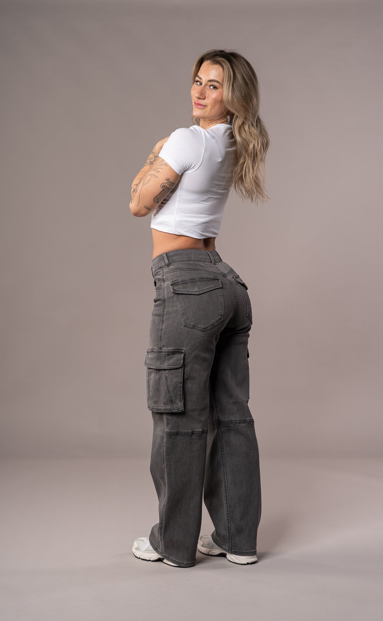 Womens Cargo Fitjeans - Grey Cargo FITJEANS