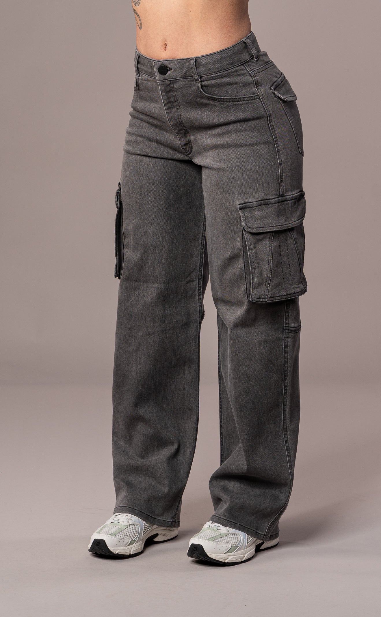 Womens Cargo Fitjeans - Grey Cargo FITJEANS   