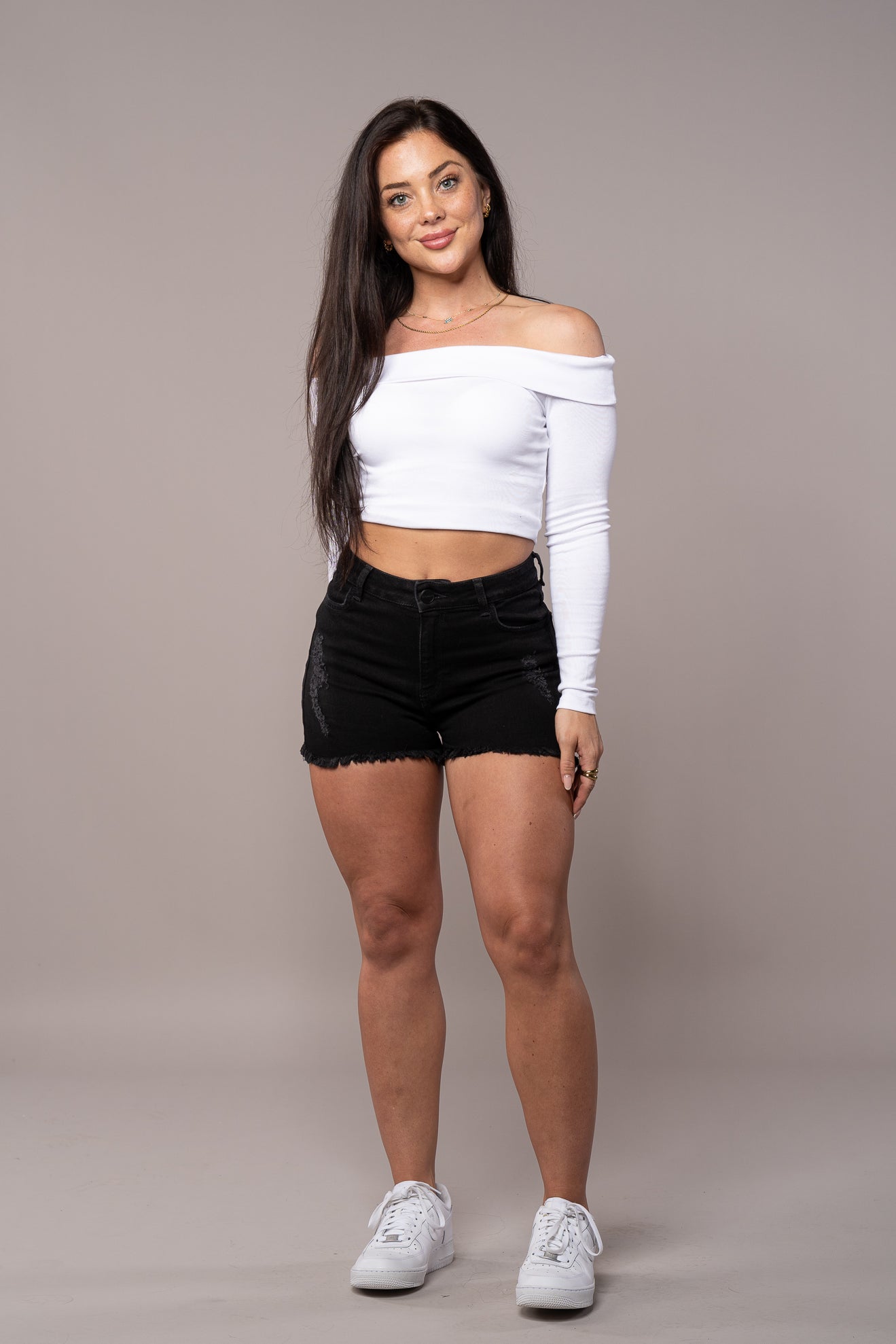 Womens Fitjeans Ripped Shorts - Black Ripped Shorts FITJEANS   