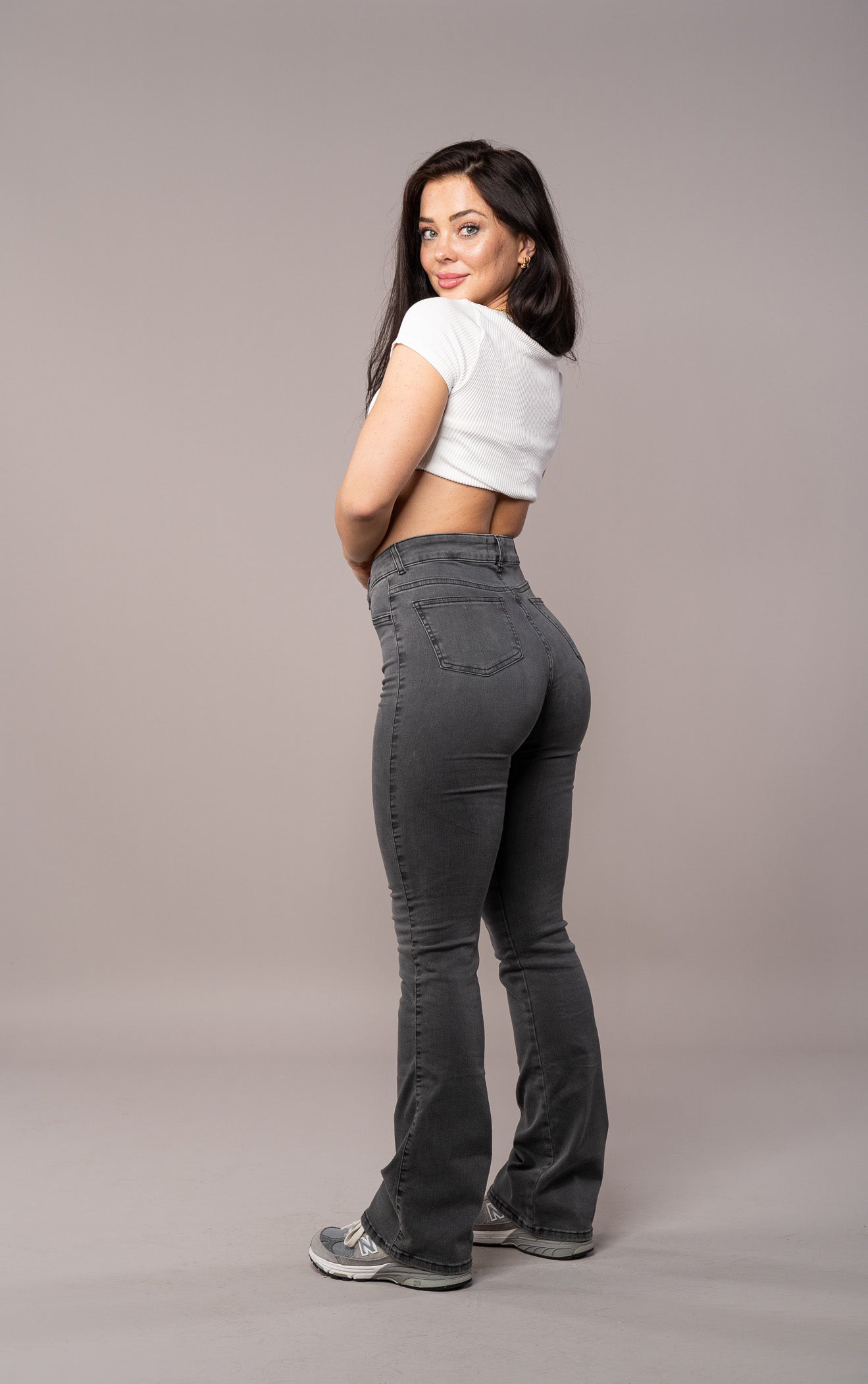 Womens Flared Fitjeans - Grey Flared FITJEANS