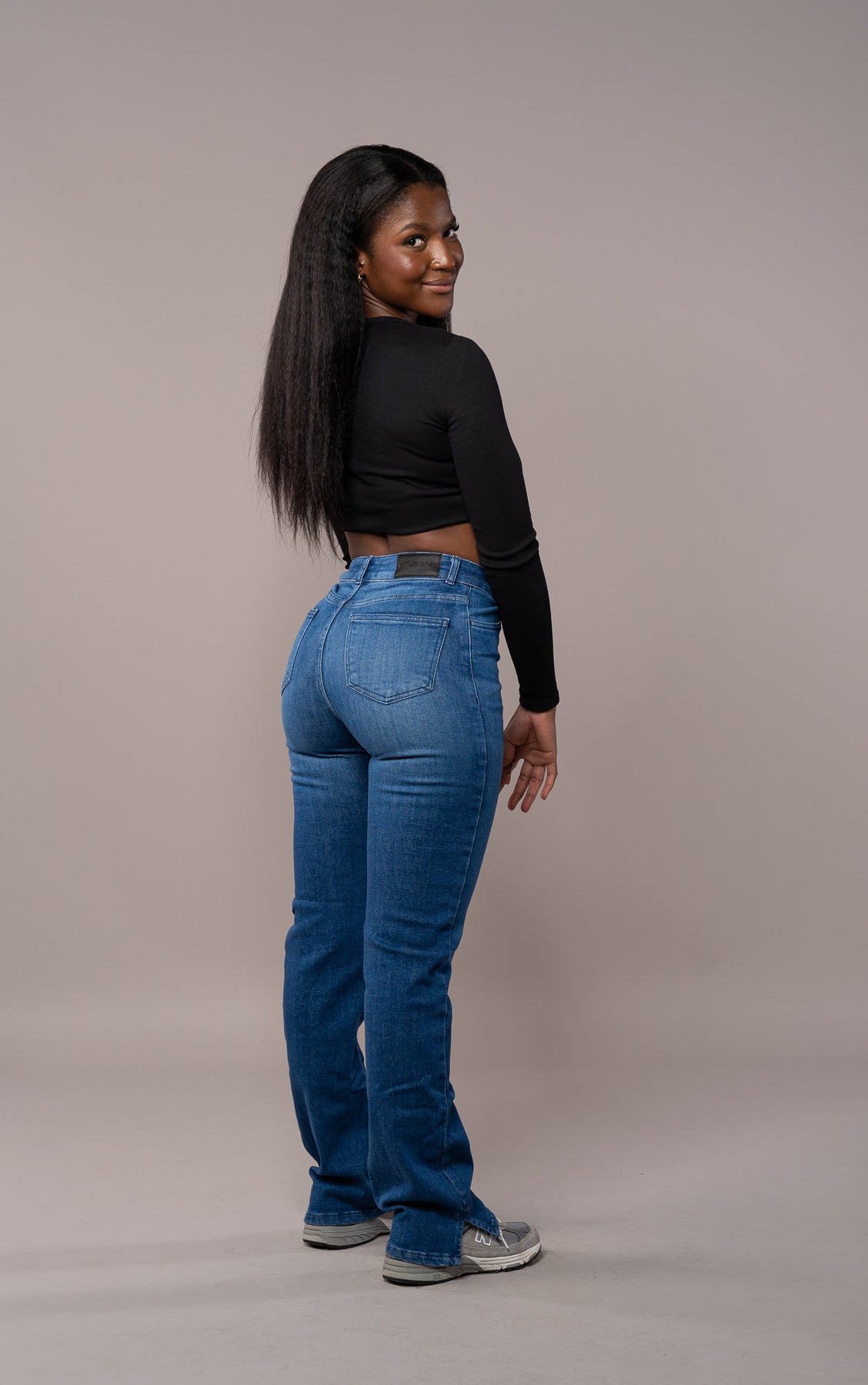 Women's Dark Blue Denim Stretchy Jersey High Waisted Structured Straight  Leg Jeans – It's My Sister's