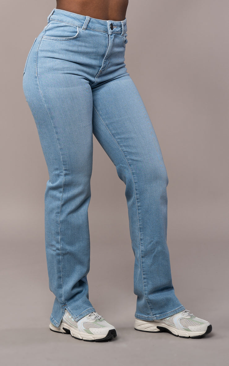 Straight Fit High waist Jeans, Light Blue
