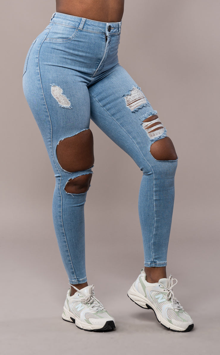 Slay - Blue Faded Jeans - Ripped w/ Tight Fit (Womens) – Manipheste