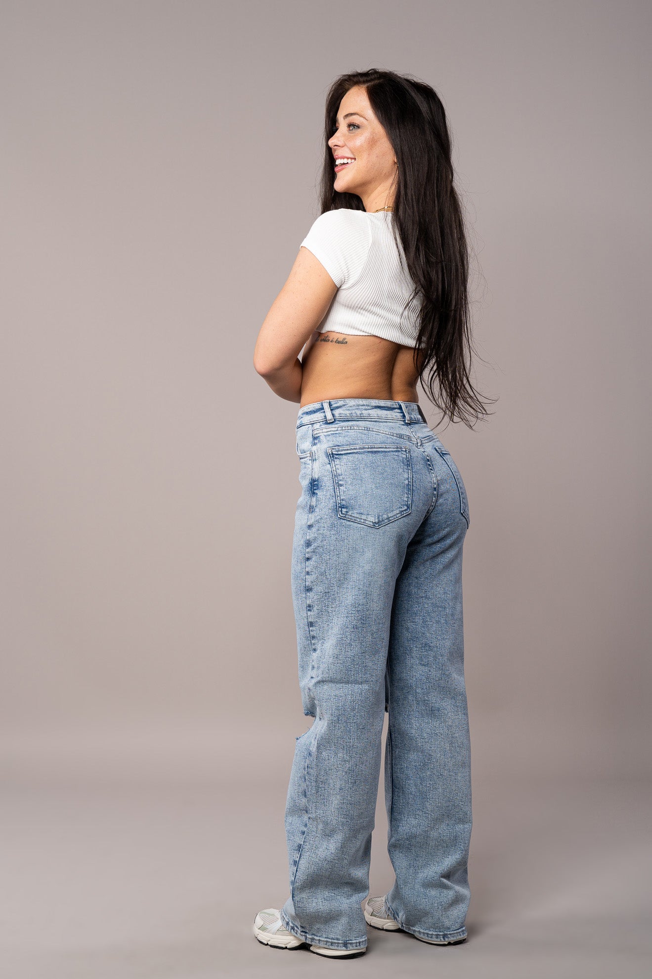 Womens Baggy Ripped Fitjeans - 80s Blue Baggy Ripped FITJEANS   