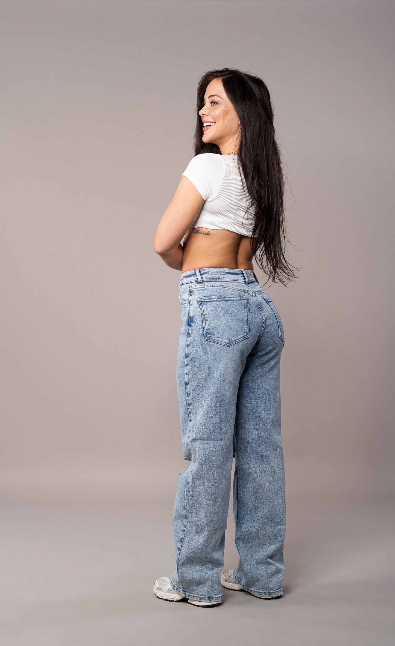 Womens Baggy Ripped Fitjeans - 80s Blue Baggy Ripped FITJEANS