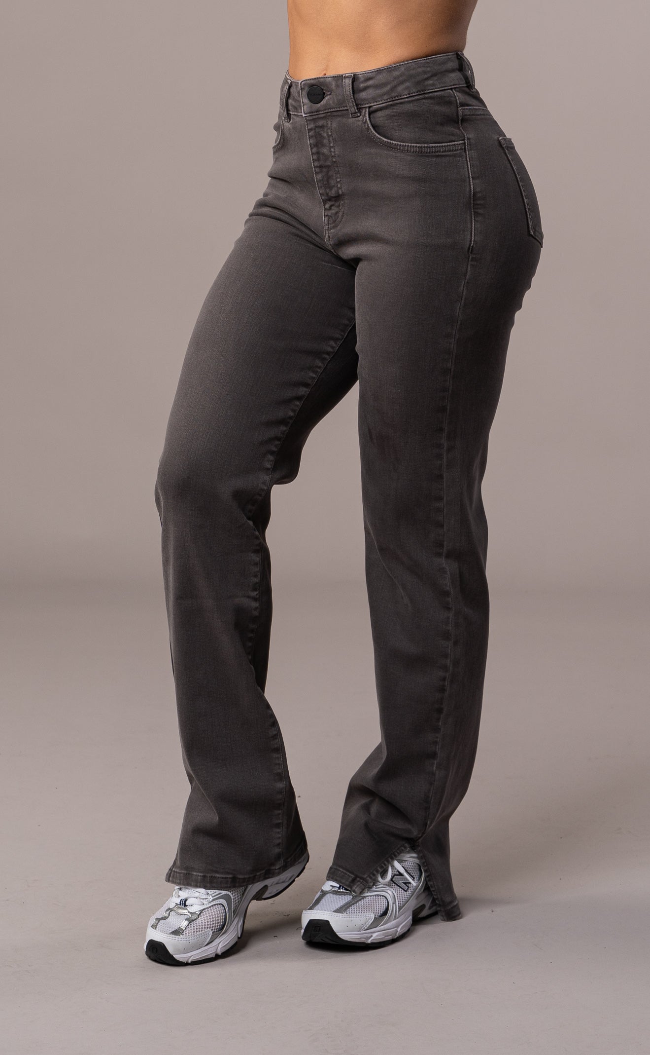 Womens Pastel Straight Leg Fitjeans - Charcoal Straight Leg FITJEANS   