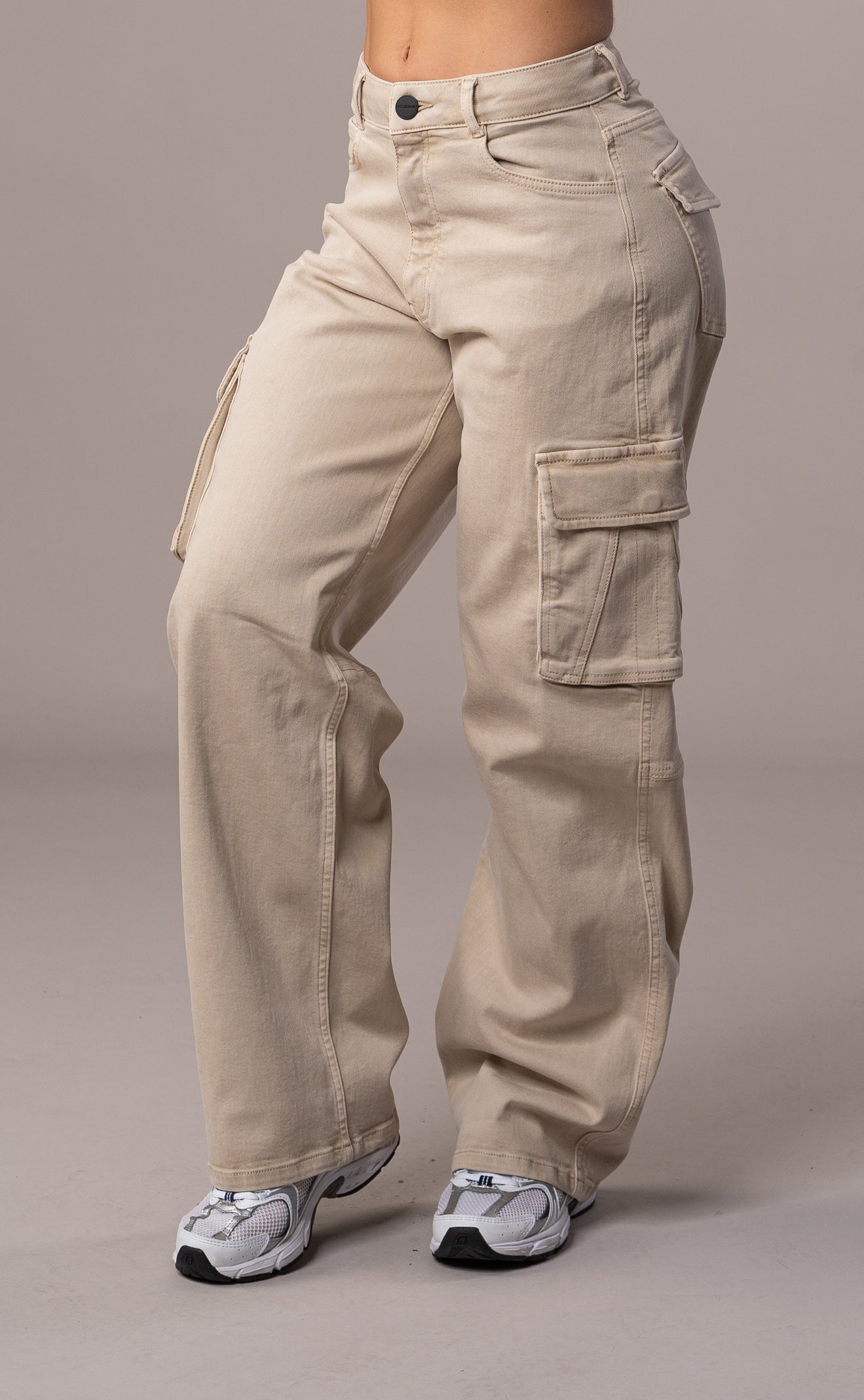 Womens Pastel Cargo Fitjeans - Sand Cargo FITJEANS   