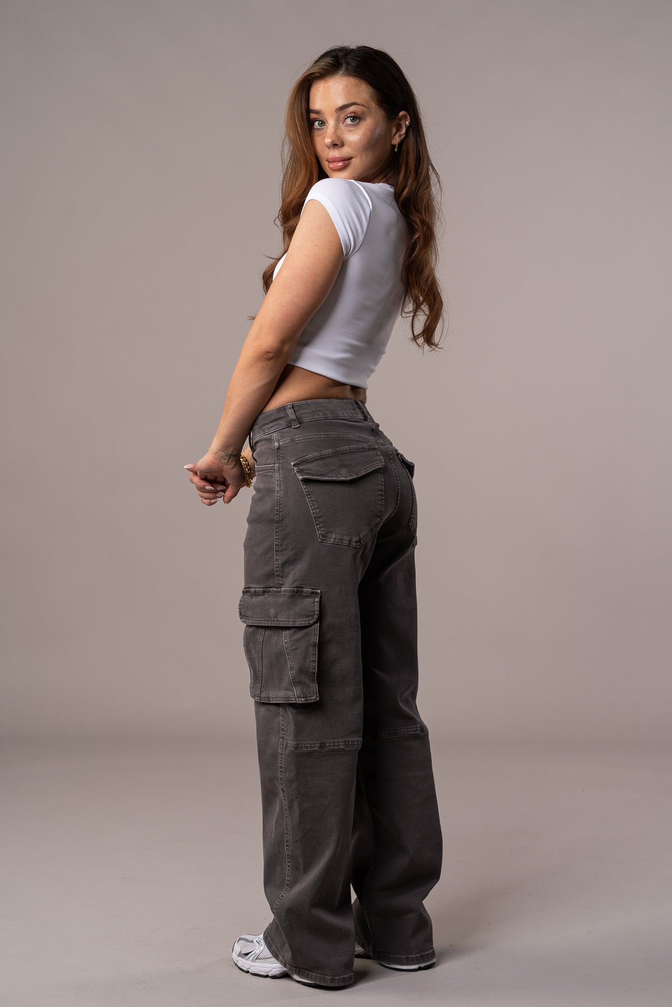 Womens Pastel Cargo Fitjeans - Charcoal Cargo FITJEANS   