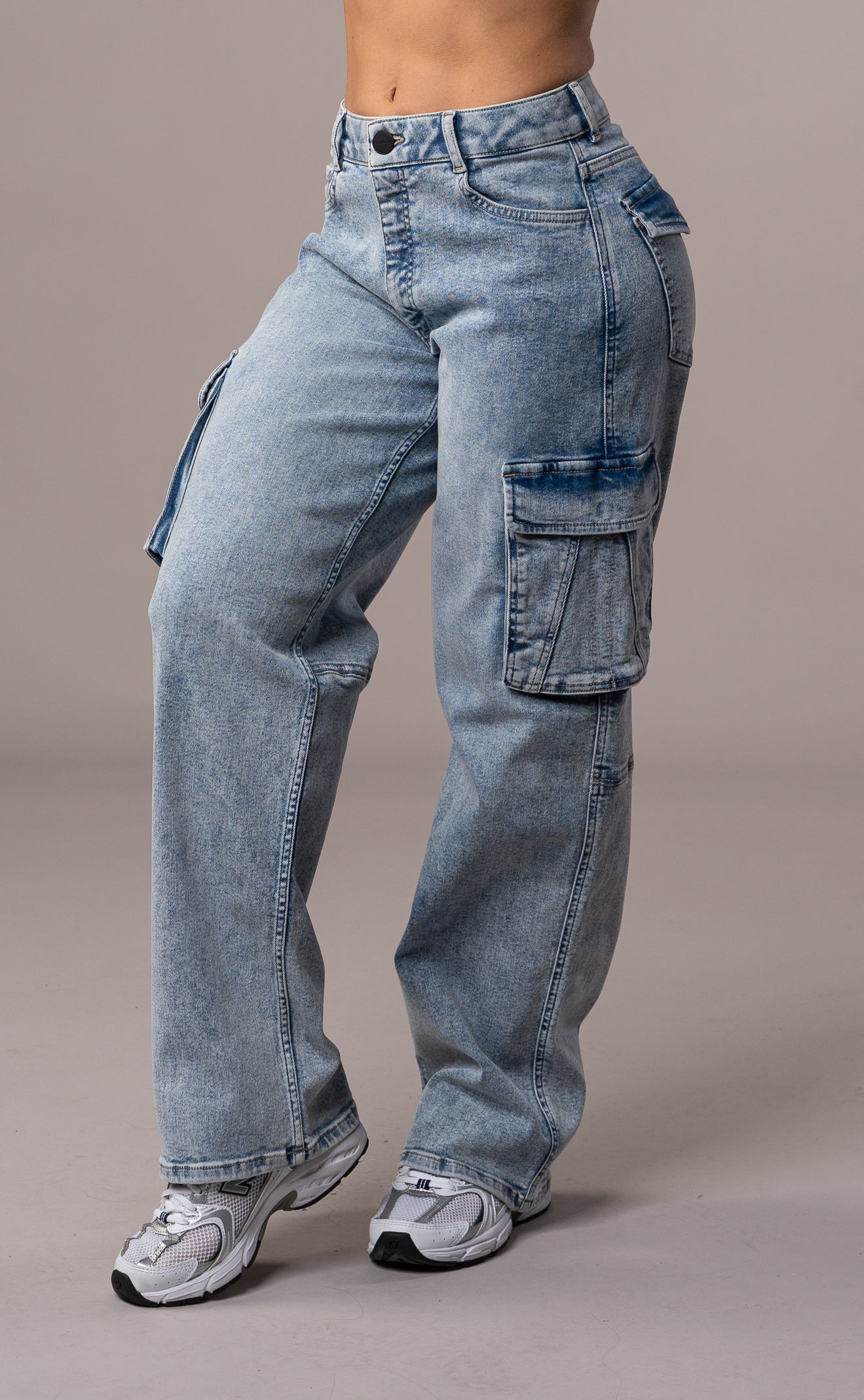 Womens Cargo Fitjeans - 80s Blue Cargo FITJEANS   