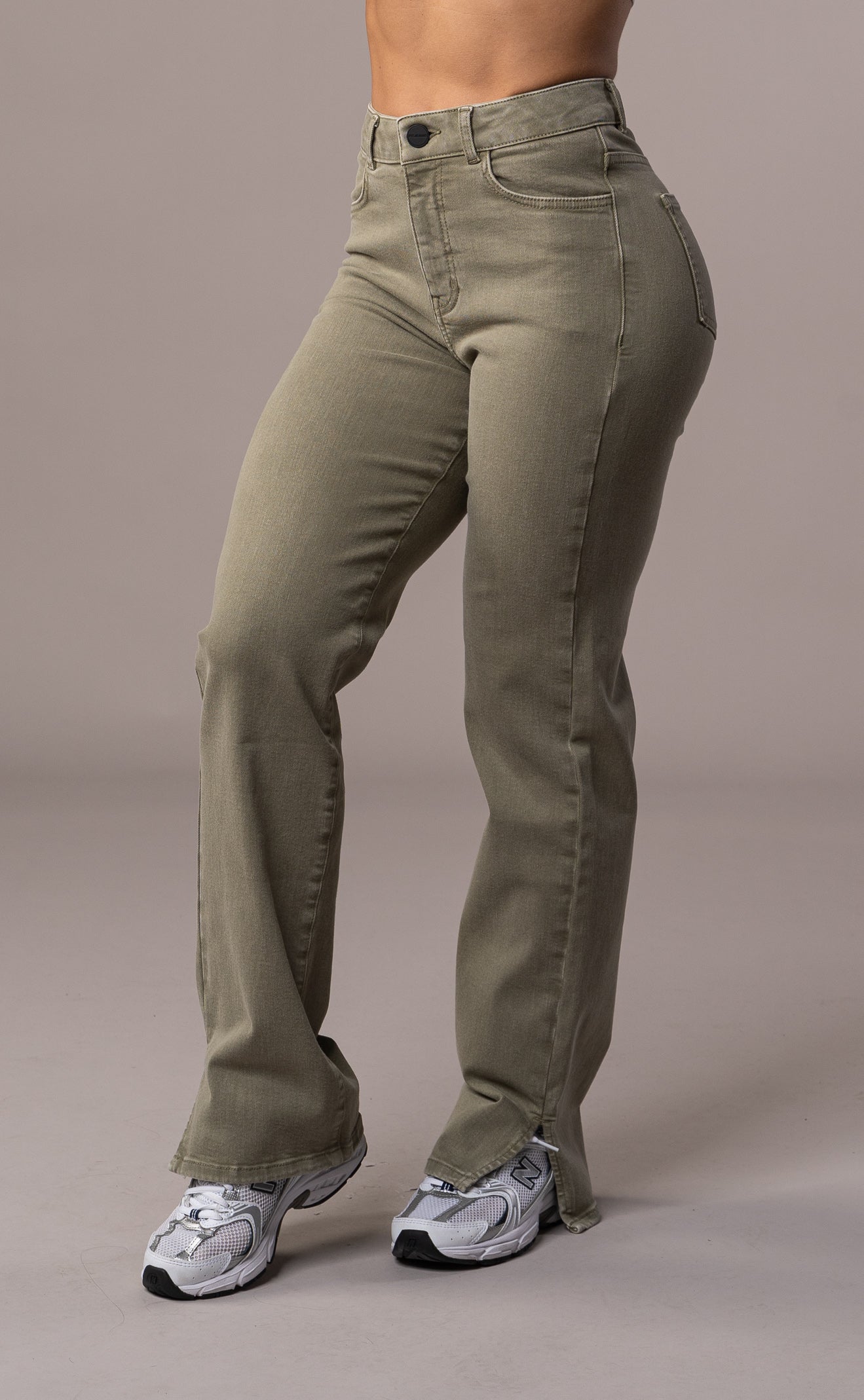 Womens Pastel Straight Leg Fitjeans - Khaki Straight Leg FITJEANS   