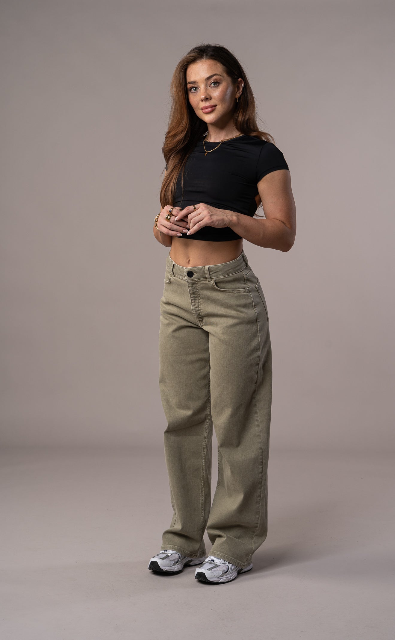 Womens Pastel Baggy Fitjeans - Khaki Baggy FITJEANS   