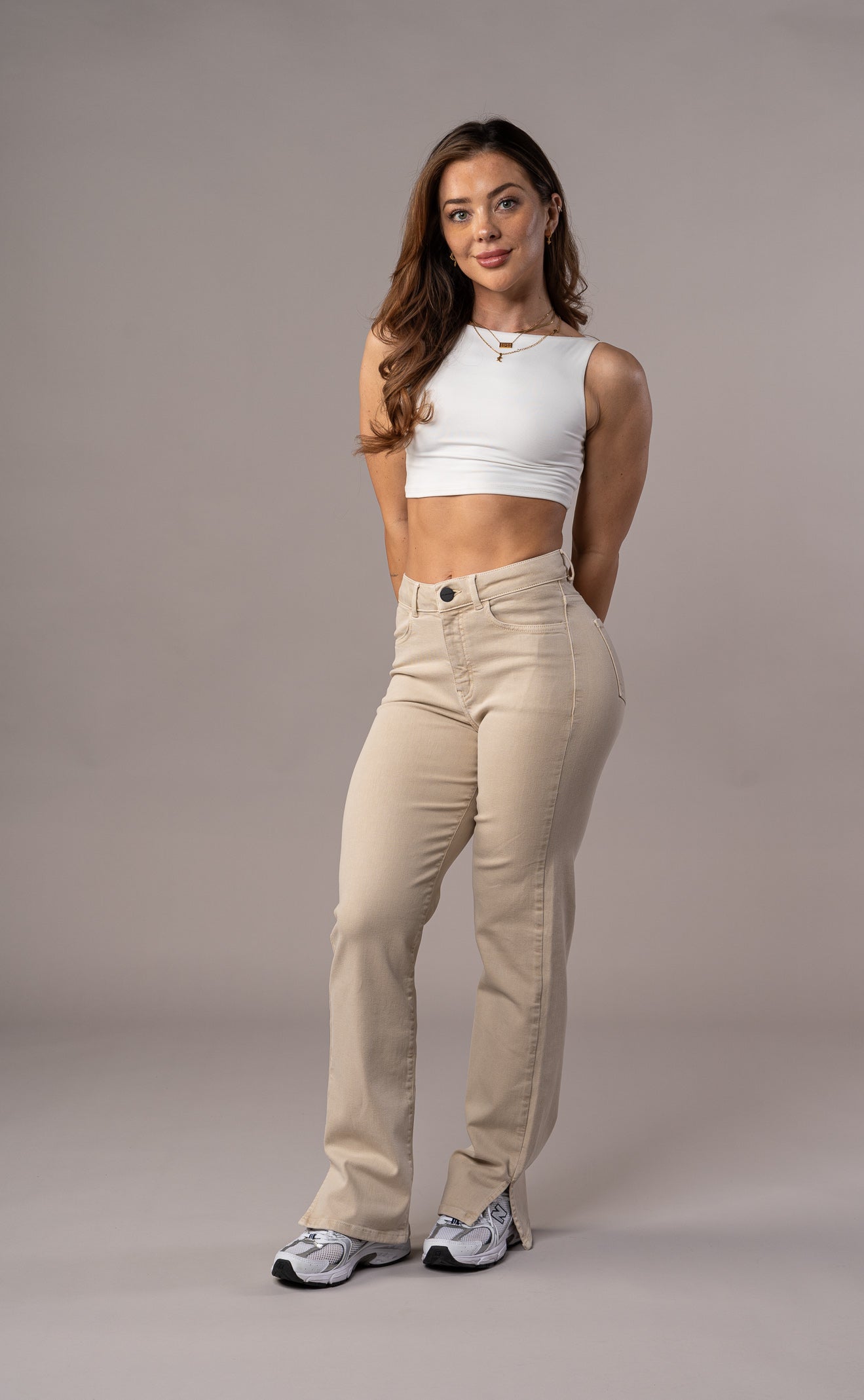 Womens Pastel Straight Leg Fitjeans - Sand Straight Leg FITJEANS   