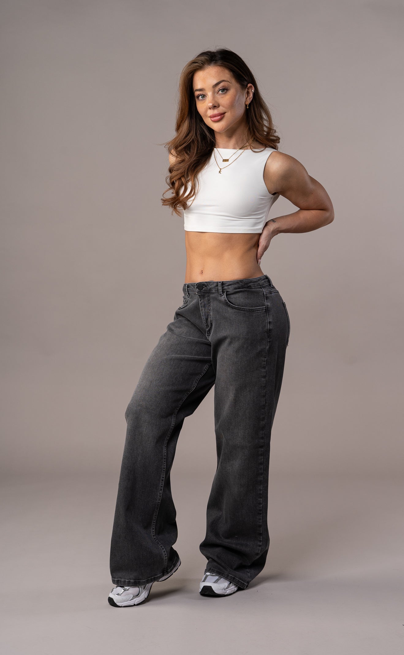 Womens Baggy Low Waisted Fitjeans - Grey Baggy Low Waisted FITJEANS   