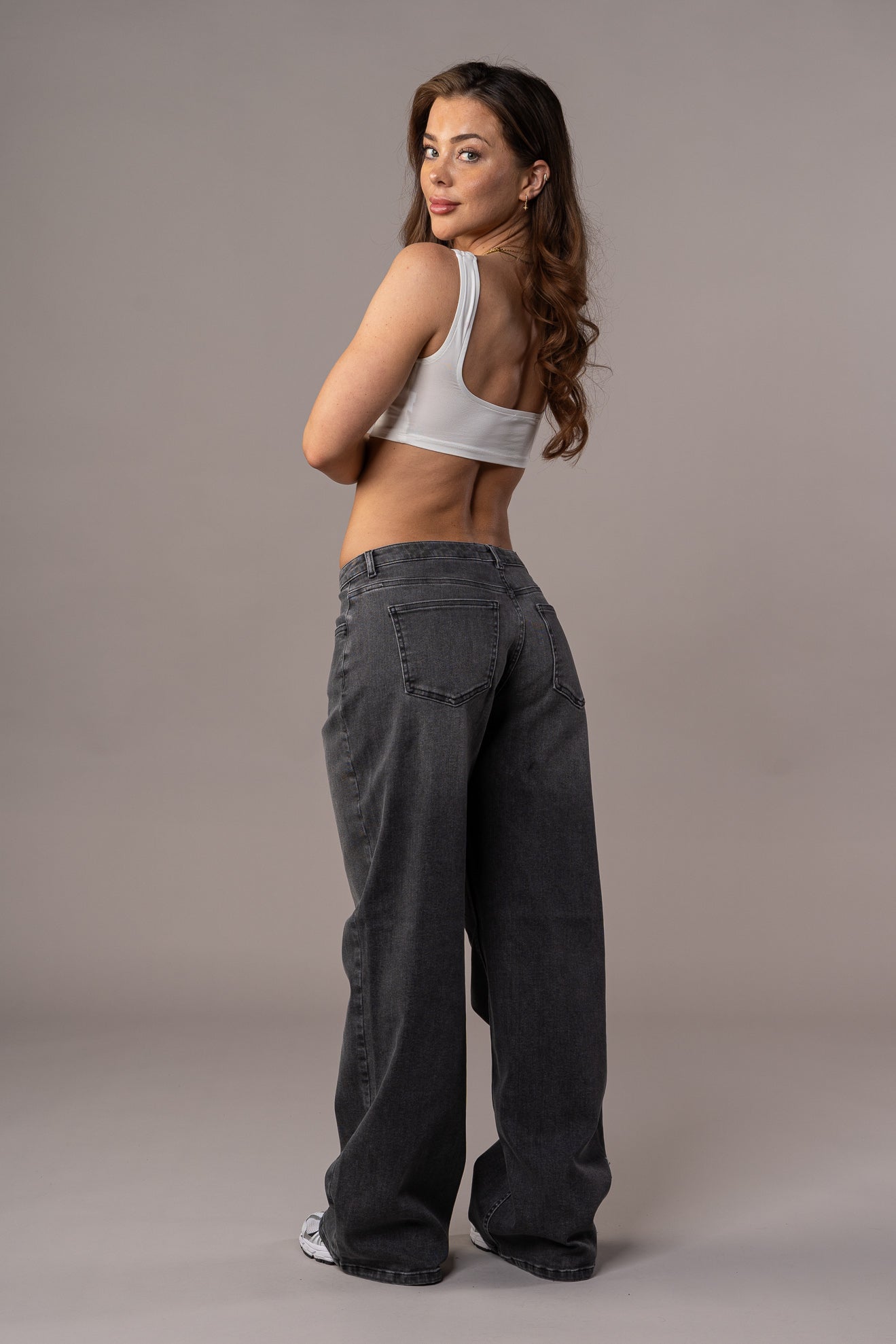 Womens Baggy Low Waisted Fitjeans - Grey Baggy Low Waisted FITJEANS   