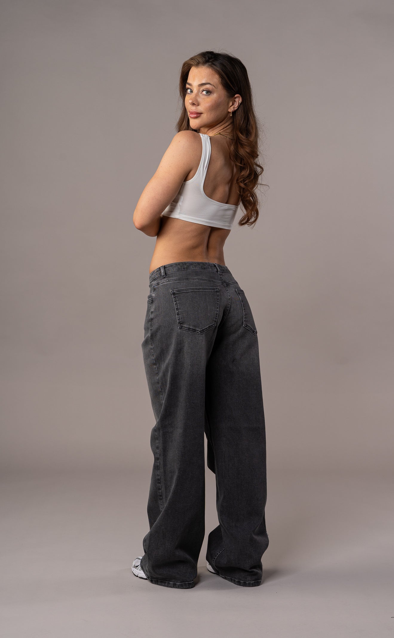 Womens Baggy Low Waisted Fitjeans - Grey Baggy Low Waisted FITJEANS   