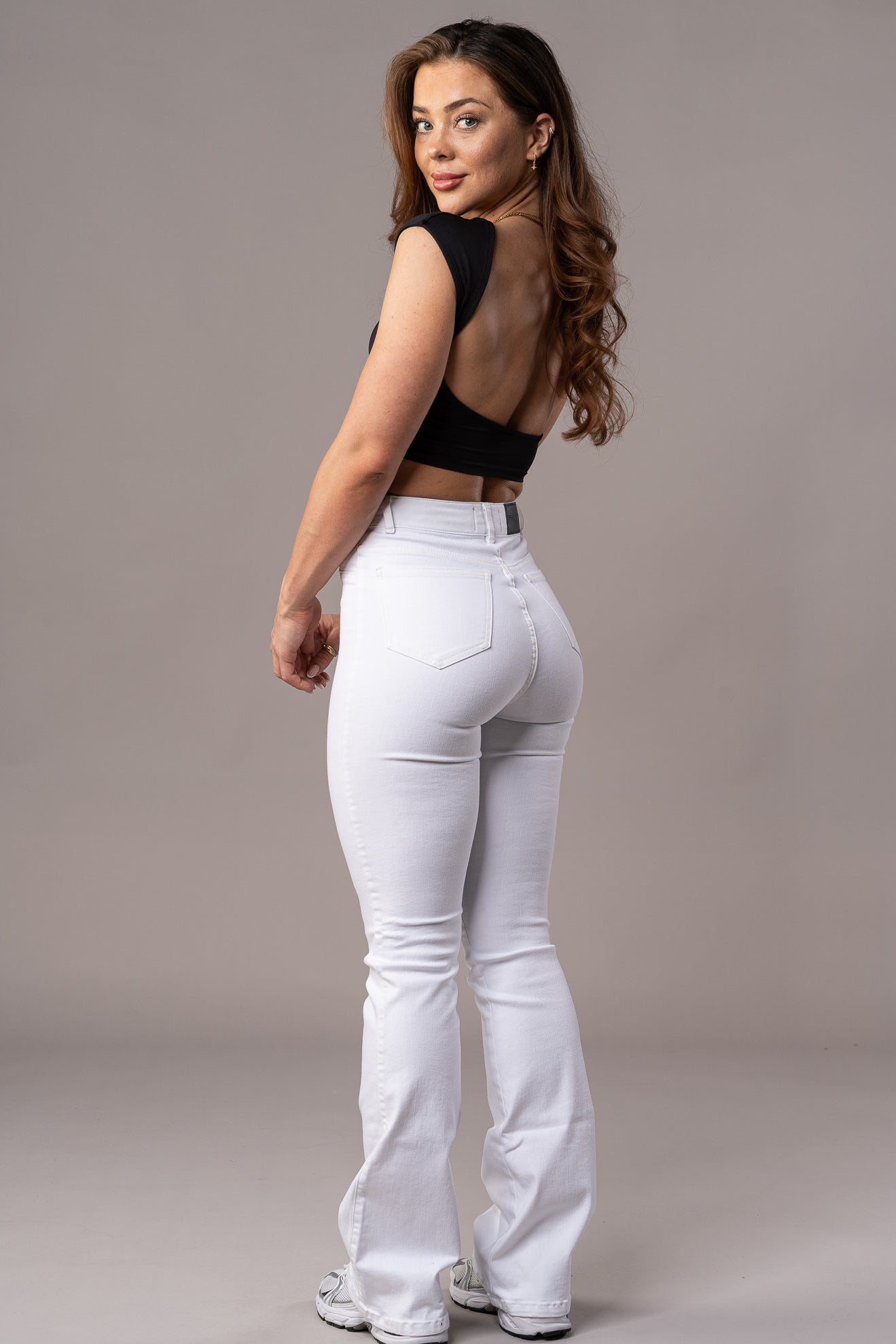 Womens Pastel Flared Fitjeans -White Pastel Flared FITJEANS   