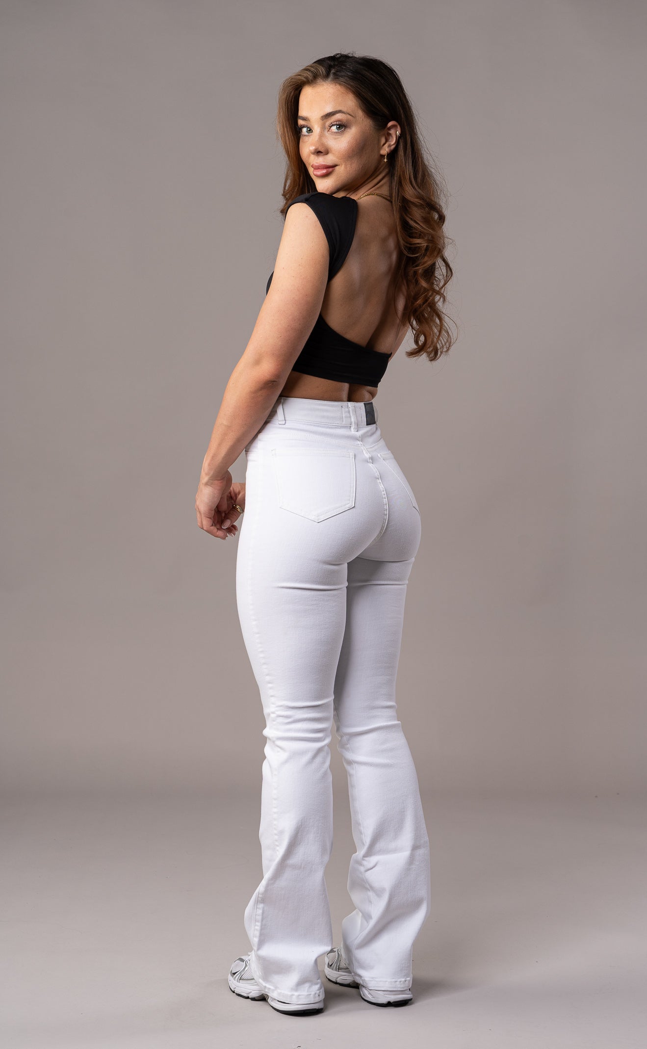 Womens Pastel Flared Fitjeans -White Pastel Flared FITJEANS